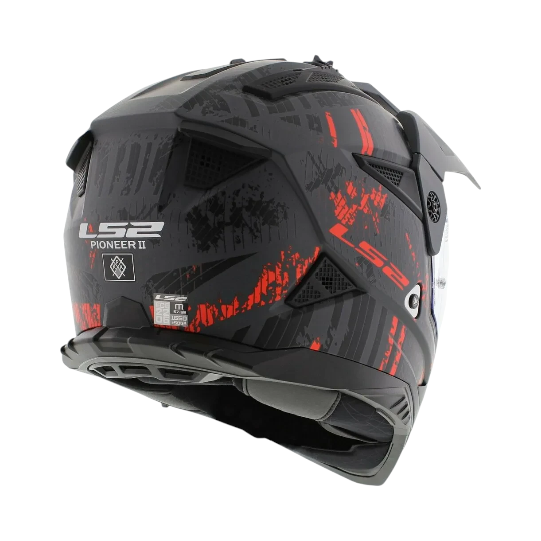LS2 MX436 Pioneer II Crazy Gloss Black Red Helmet – Motodrift