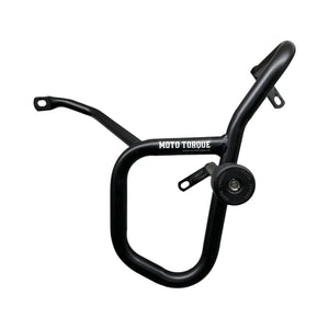 Motodrift Moto Torque V2.0 black steel crash guard with slider for Honda CB350 RS and H'ness motorcycles
