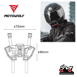 Motodrift MOTOWOLF MDL3534 chin-mounted helmet camera bracket with adjustable straps and silicone padding.