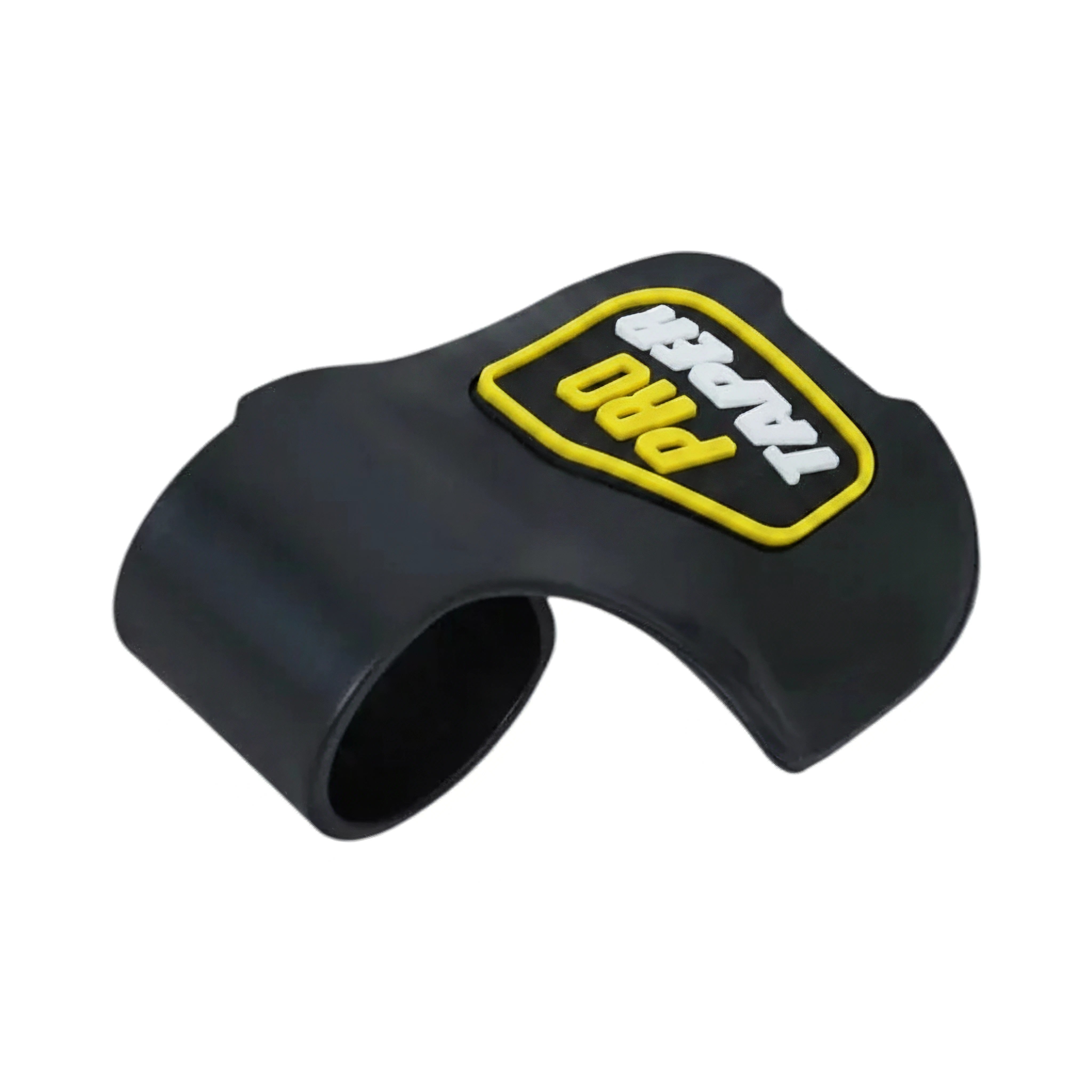 Motodrift PRO TAPER motorcycle throttle assist palm rest in black with yellow and white branding on a white background
