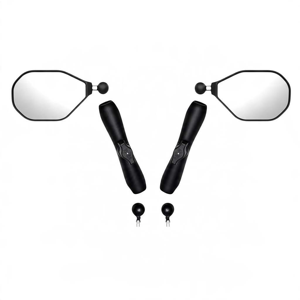 Motodrift RAM Tough Mirror set with M10 1.25 thread, featuring two matte black foldable motorcycle mirrors.