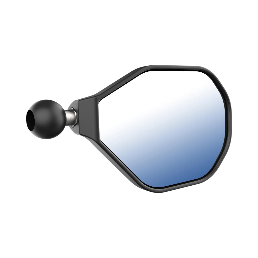 Motodrift RAM Tough motorcycle mirror with a 360-degree adjustable ball joint mount in a durable matte black finish.