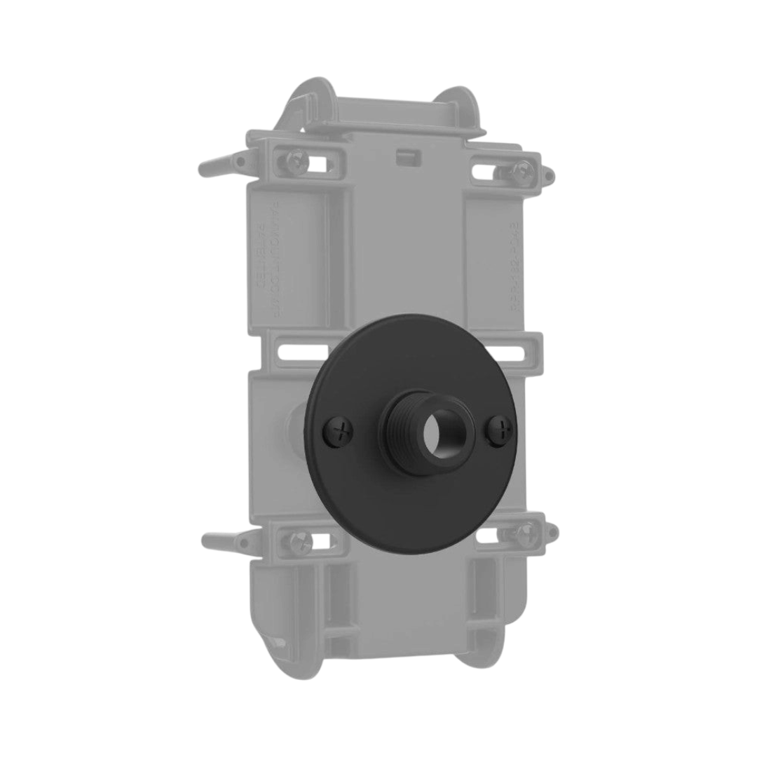 Motodrift RAM Vibe-Safe vibration dampener with NPT adapter attached to a 2-hole AMPS device holder in black composite.