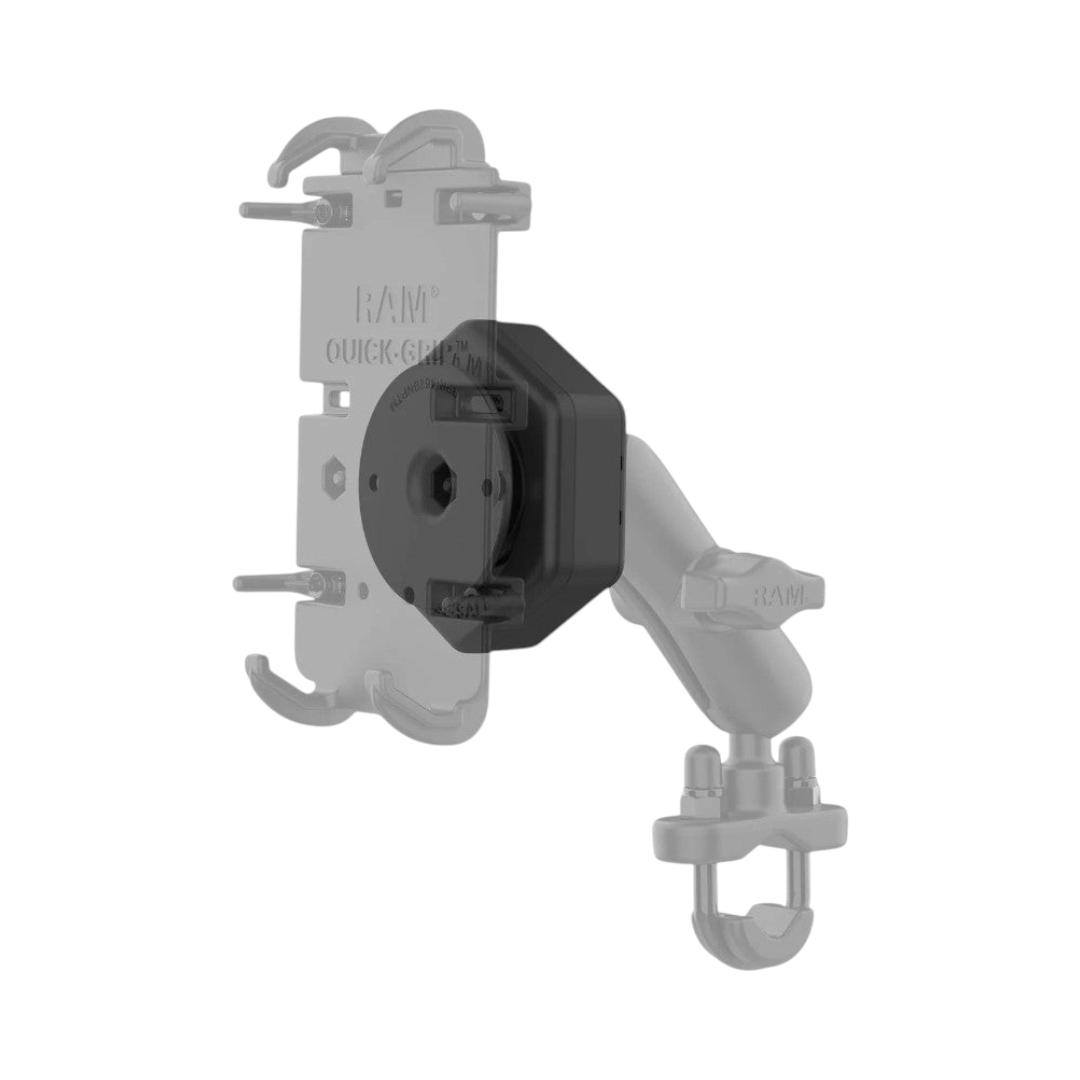 Motodrift RAM Vibe-Safe vibration dampener attached to a phone holder mount for electronic device protection