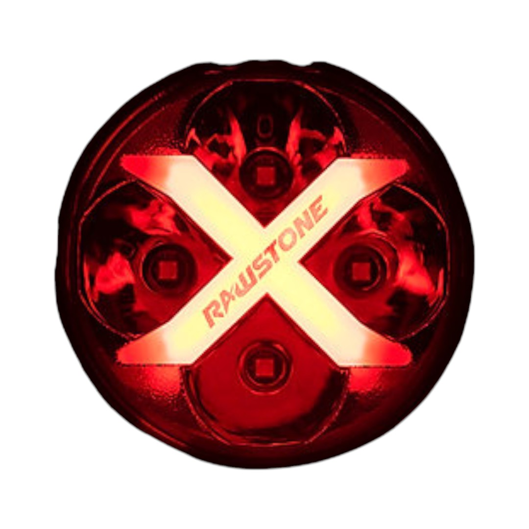 Motodrift Raw Stone Regulus 40 LED auxiliary light with X-shaped red DRL and durable aluminium housing