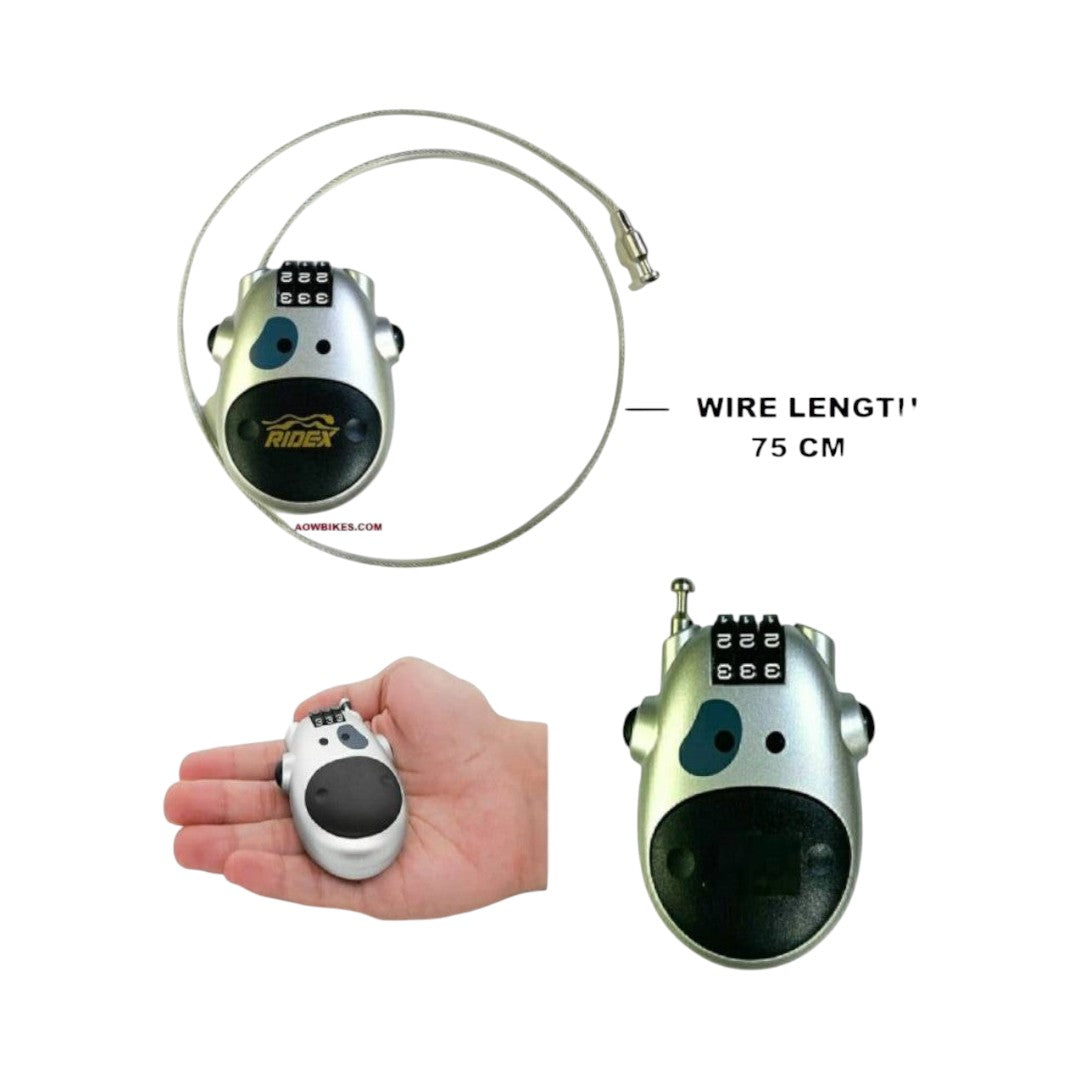 Motodrift Ridex 3-digit anti-theft helmet lock with a 75cm retractable steel cable for portable security