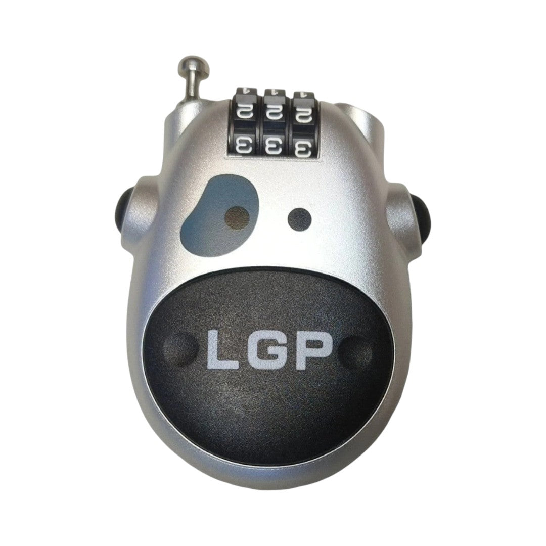 Motodrift Ridex portable 3-digit combination anti-theft helmet lock in silver and black finish