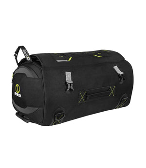 Motodrift Rynox Navigator 50L waterproof motorcycle tail bag in black Cordura with yellow accents and modular design