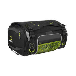 Motodrift Rynox Navigator 50L waterproof motorcycle tail bag in black with neon green accents and Cordura construction