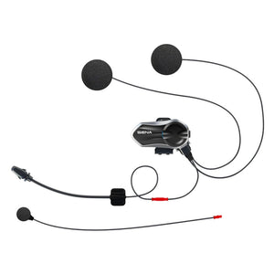 Motodrift Sena B20 Bluetooth motorcycle intercom system with HD speakers, boom microphone, and wiring components.
