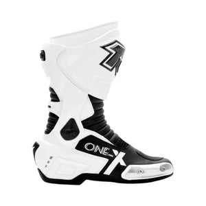 Motodrift TR Tiger X-ONE PRO white and black motorcycle riding boots with reinforced TPU and metal toe sliders
