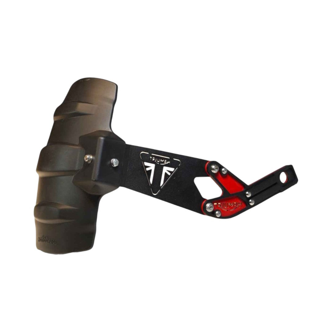 Motodrift rear tyre hugger for Triumph Speed 400 in matte black with red accent bracket and Triumph logo branding