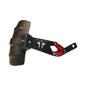 Motodrift rear tyre hugger for Triumph Speed 400 in matte black with red accent bracket and Triumph logo branding