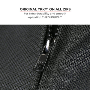 Motodrift ViaTerra Ellis women's riding jacket featuring a durable black YKK zipper for smooth operation