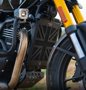 ZANA Radiator Grill UK Flag Black For Triumph Scrambler 400 X - Motodrift