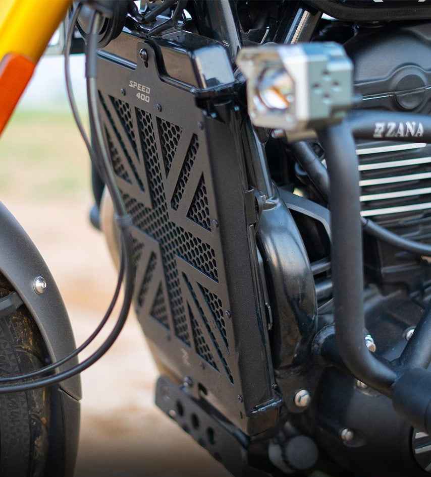 ZANA Radiator Grill UK Flag Black For Triumph Scrambler 400 X - Motodrift