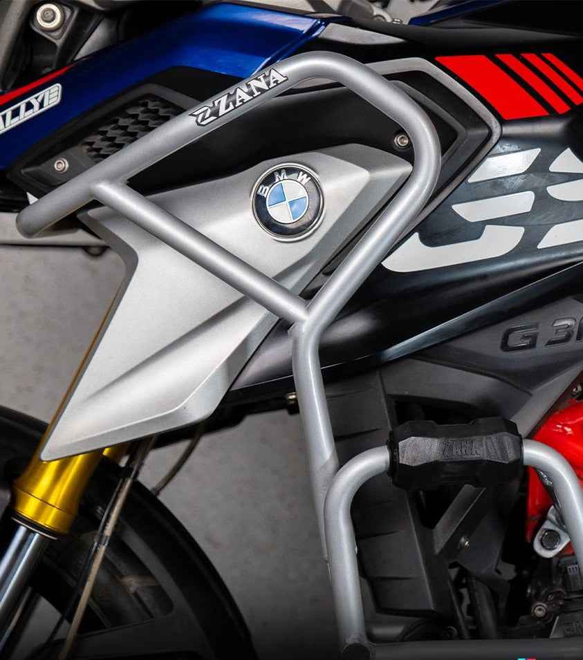 Zana BMW G 310 GS Upper & Lower Crash Guard with Alloy Bash Plate (Silver) - Motodrift