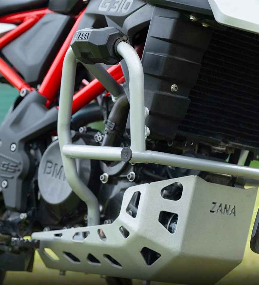 Zana BMW G 310 GS Upper & Lower Crash Guard with Alloy Bash Plate (Silver) - Motodrift