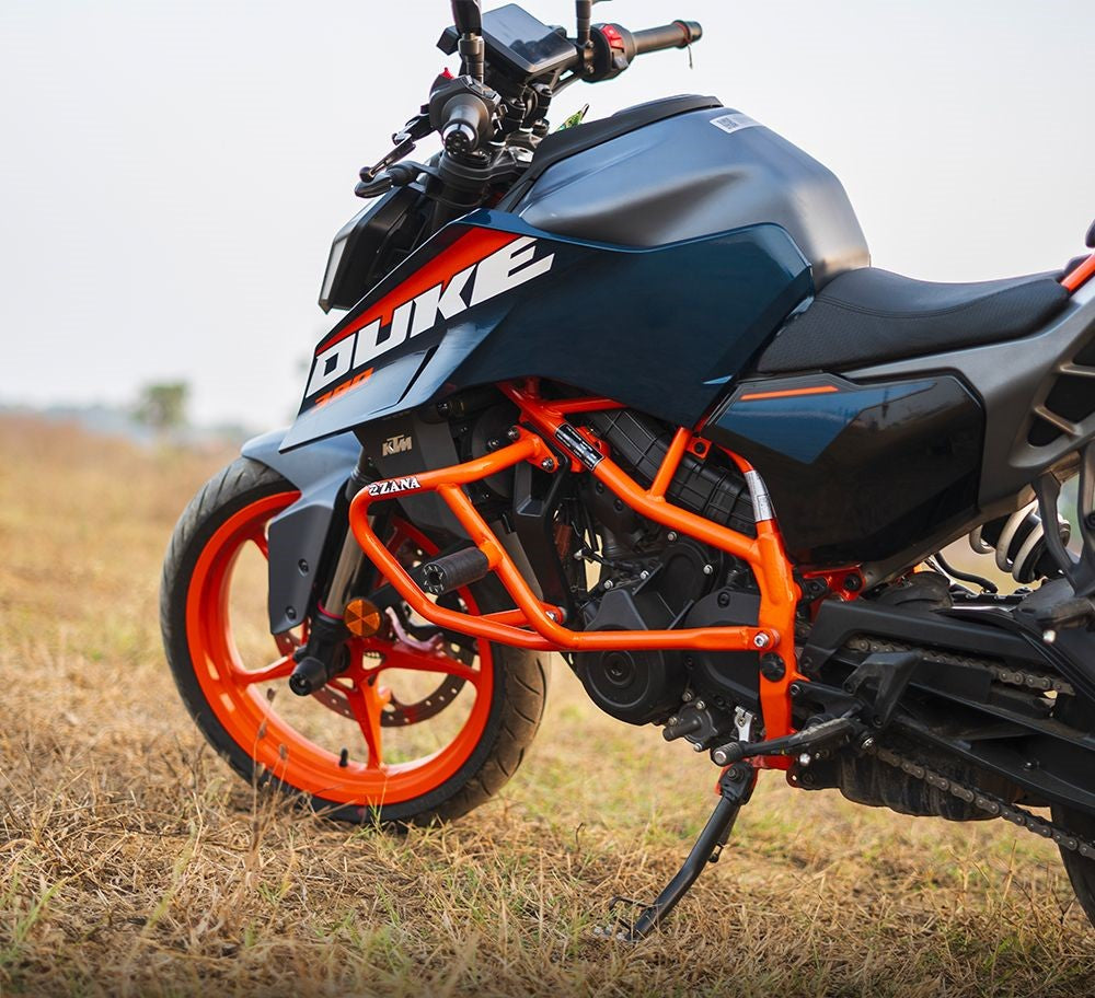 Zana Crash Guard With Slider Orange For Ktm Duke 390 Gen 3 - Motodrift