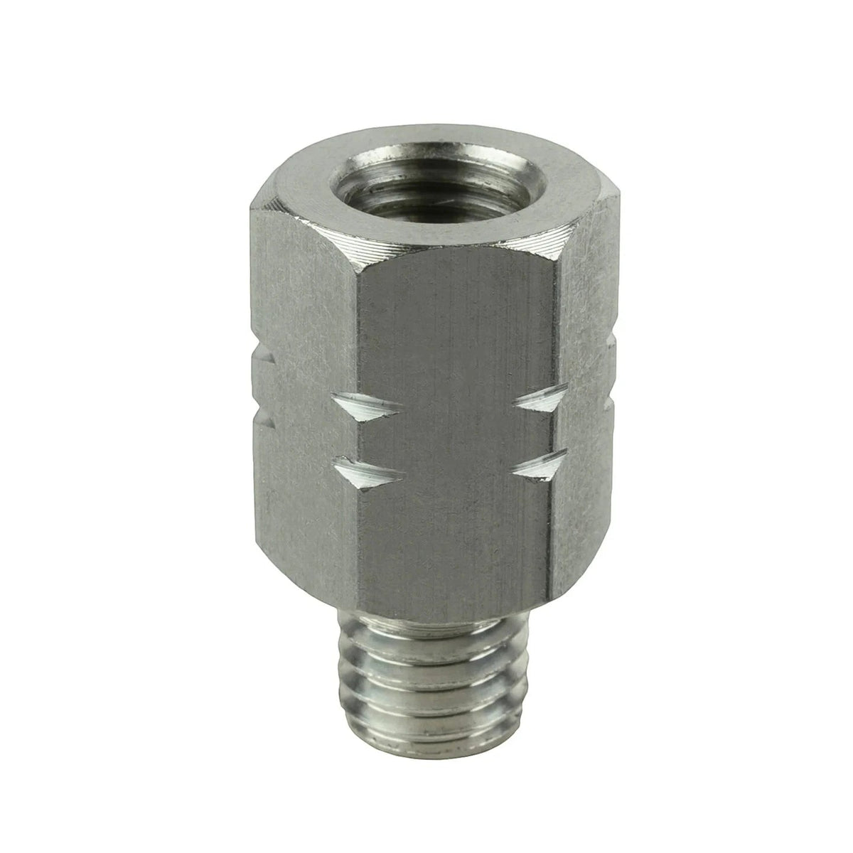 RAM M10 motorcycle mirror thread adapter made of marine-grade aluminium with a 20mm extension.