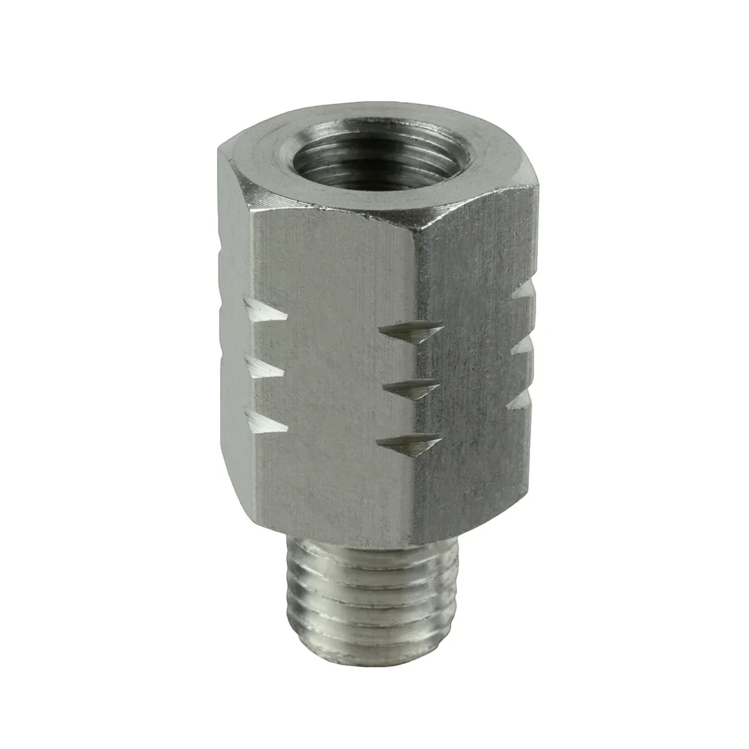 RAM M10 motorcycle mirror thread adapter made of marine-grade aluminium with a 20mm extension height.