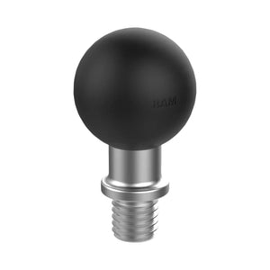 RAM Mounts M10 threaded ball adapter with a black rubber ball and marine-grade aluminium post