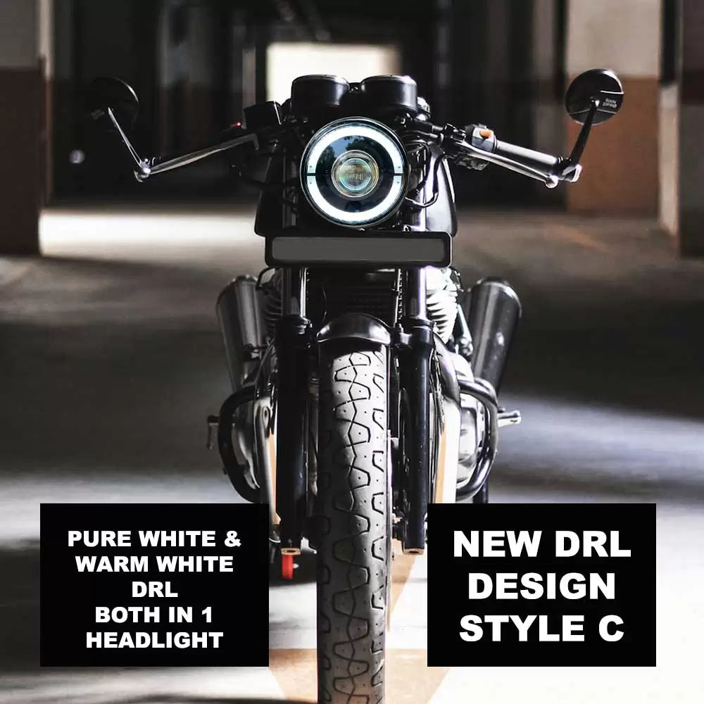 Vaishnu LED Touring Headlight For Royal Enfield Continental GT / Interceptor 650 (2023 Onwards) - Motodrift