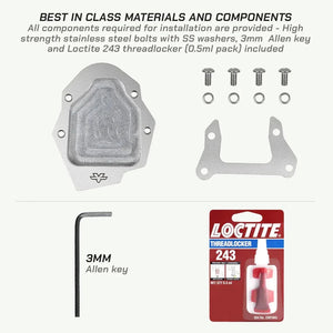ViaTerra side stand shoe kit for Hero XPulse 210 with stainless steel plate, bolts, and Loctite threadlocker