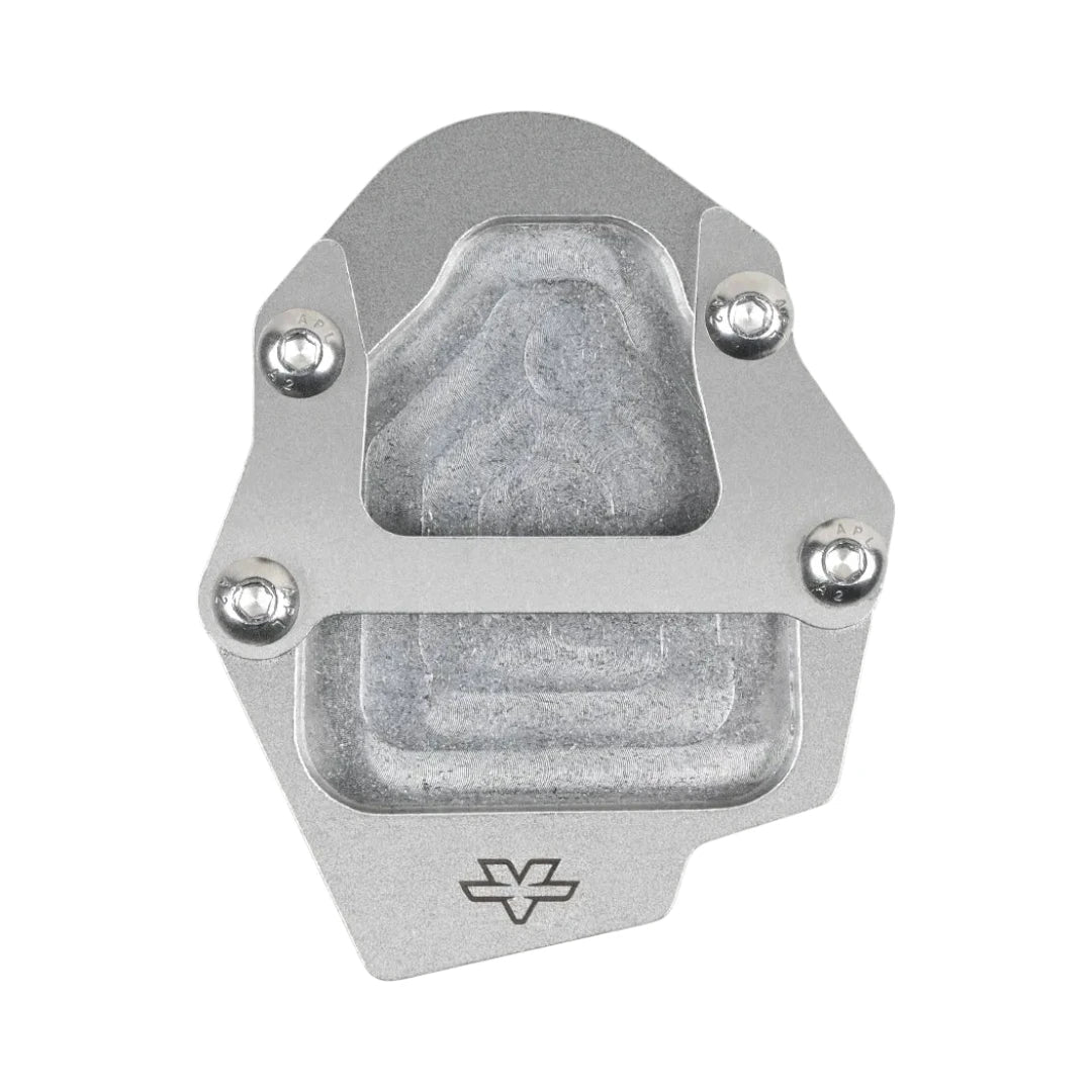 ViaTerra stainless steel side stand shoe for Hero XPulse 210, designed for stability on soft surfaces.