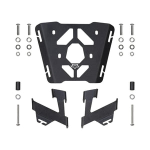 ViaTerra quick mount rear rack for KTM Adventure 390 Gen 3 with mounting hardware and brackets