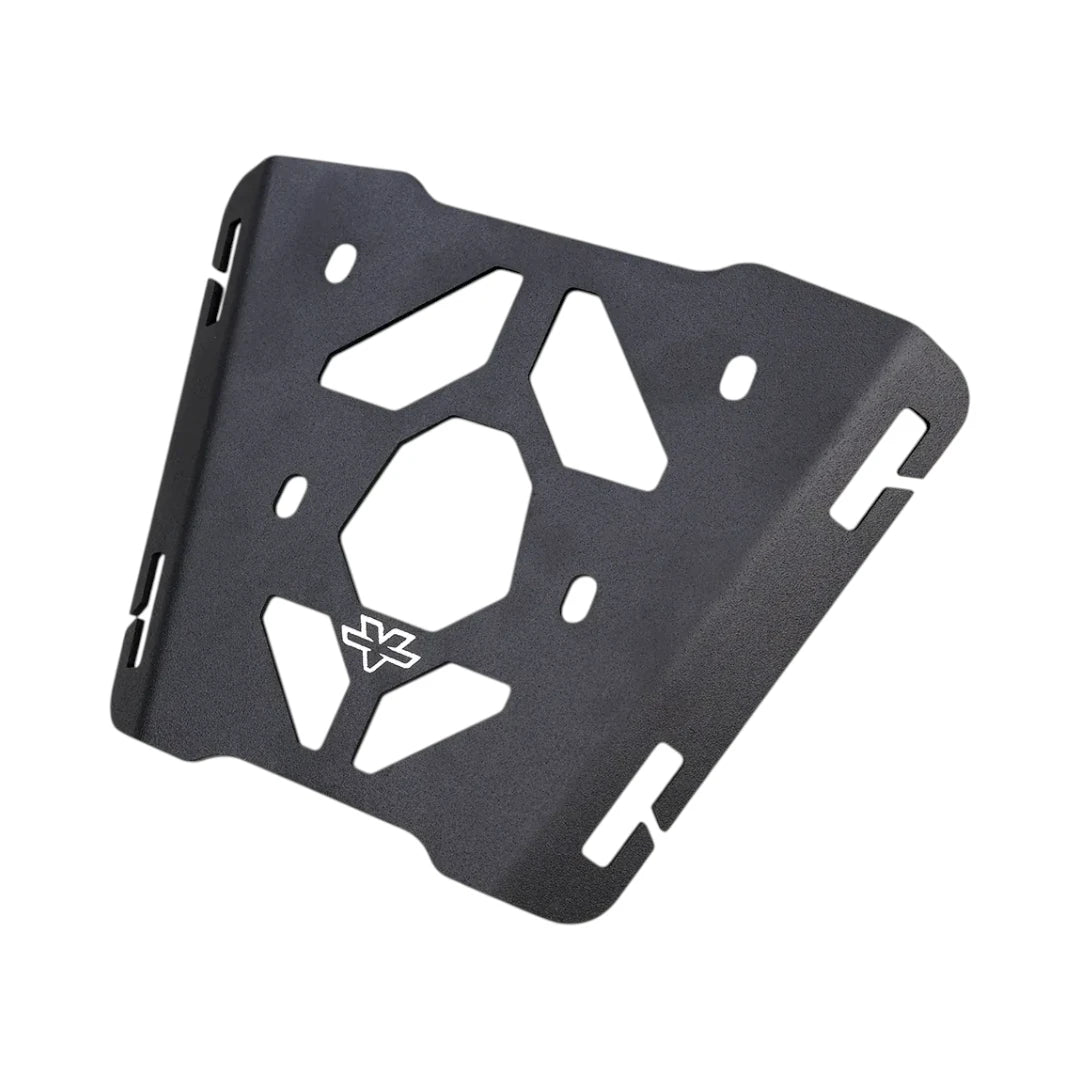 ViaTerra quick mount rear rack for KTM Adventure 390 Gen 3 in matte black powder-coated steel