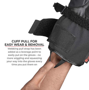 Viaterra Tundra V3 winter motorcycle glove cuff pull strap for easy wear and removal