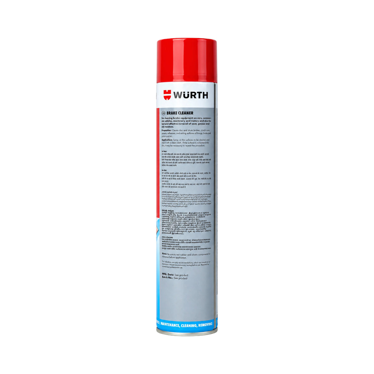 Wurth 700ml brake cleaner and degreaser aerosol spray can for automotive maintenance and repair