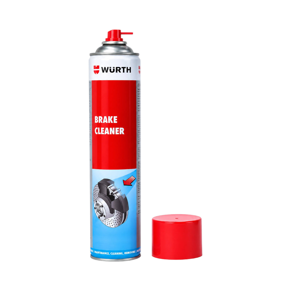 Wurth 700ml brake cleaner and degreaser aerosol spray can with red cap for automotive maintenance