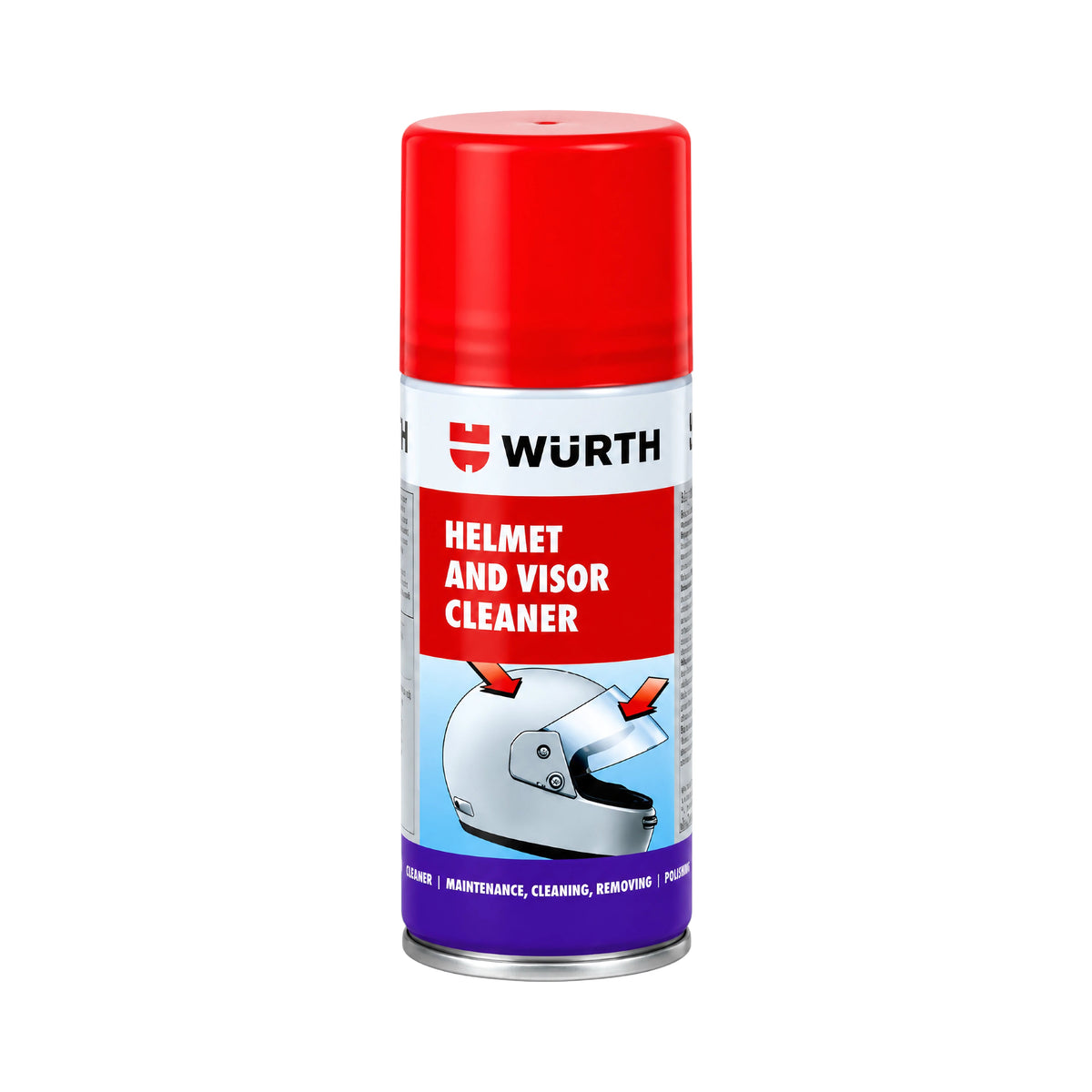 Wurth 150ml active foam helmet and visor cleaner spray for motorcycle gear maintenance